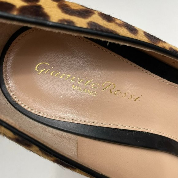GIANVITO ROSSI Leopard Print Brown Calf Hair & Leather Point Toe Pumps- US 9 - Picture 7 of 12